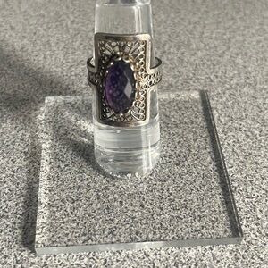 Vintage DGS Turkey Filigree Amethyst Sterling Silver Ring